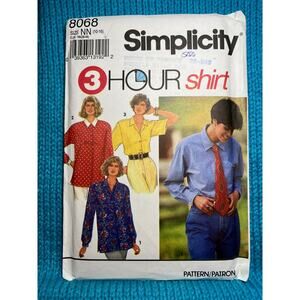 simplicity Sewing Pattern 8068 button down shirt 1980s size 10-16